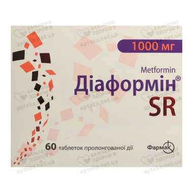 Диаформин SR таблетки 1000 мг №60