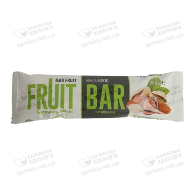 Батончик-мюслі Фрут Бар (Fruit Bar) глазурований з горіхами 25 г